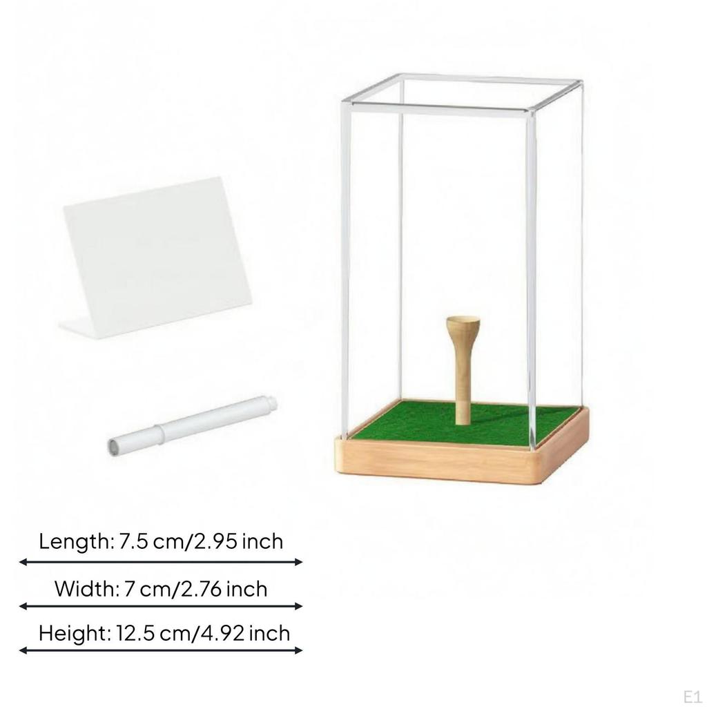Golf Ball Display Case Clear Acrylic Tabletop Artificial Turf Household Decor for