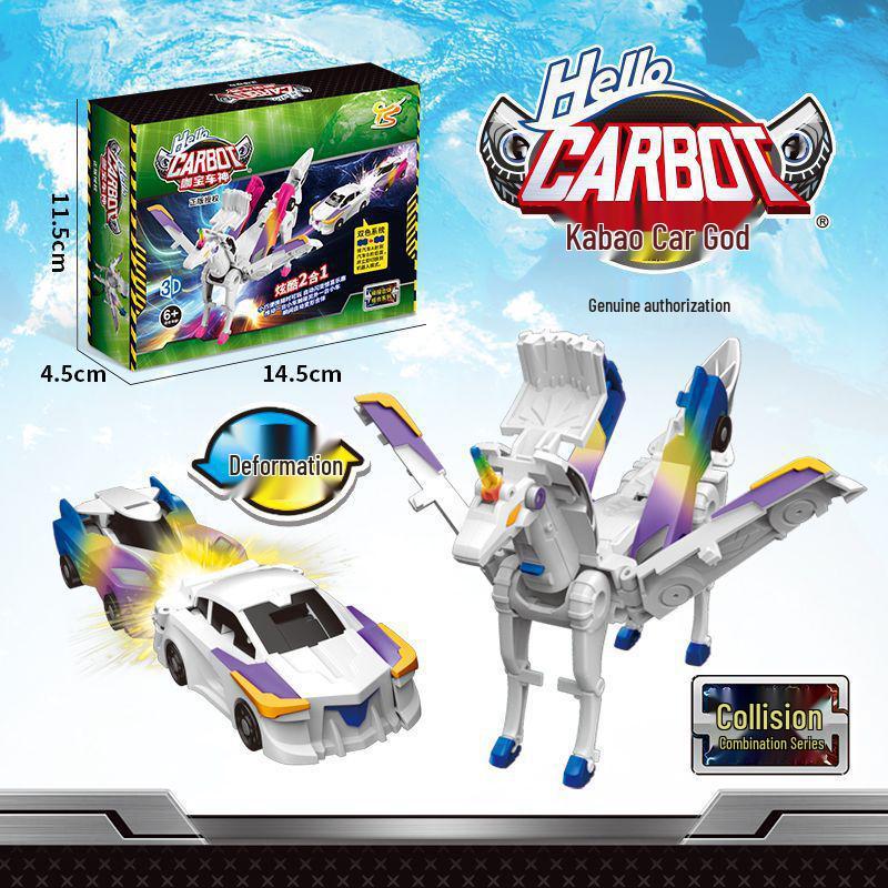Genuine Kabo Silver Winged Dragon Two-Car Collision Deformation Toy