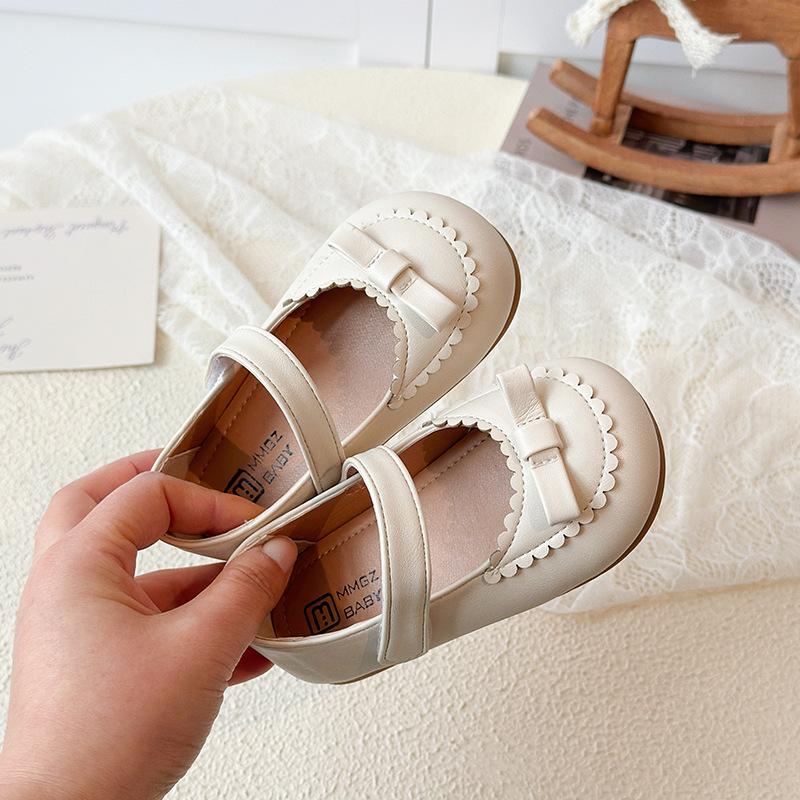 New Girls Princess Shoes Baby Fashion Bow Little Student Party Dance Shoe Kids Low-Heeled Leather Shoes Black Beige Brown I11077