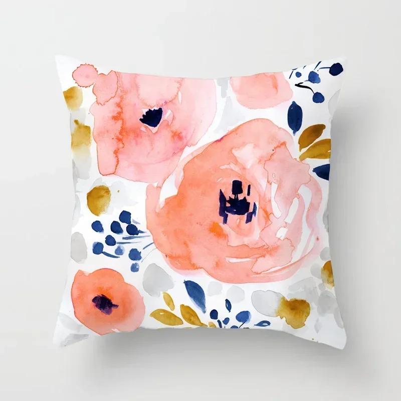 Fashion Garden Flower Pattern Pillowcase Office Car Cushion Cover Living Room Bedroom Sofa Decorative Pillowcase 45*45Cm