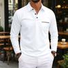 Men's Casual Long Sleeve V-Neck Button Front Shirt with Pocket