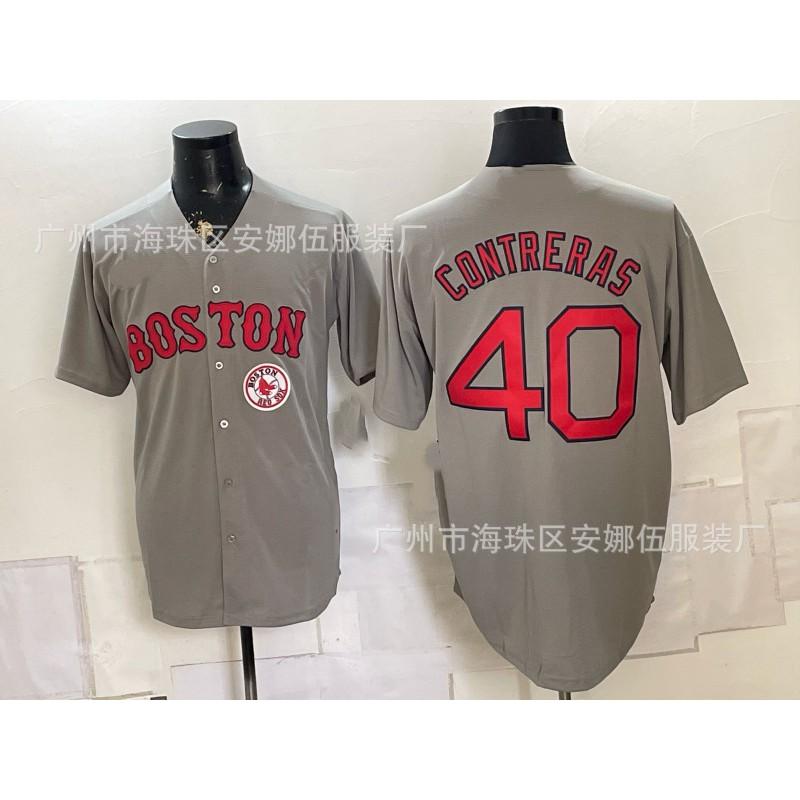 Maglietta da Baseball Unisex Ricamata Boston Red Sox Abbigliamento Sportivo Miscela di Cotone Traspirante Abbigliamento per tifosi