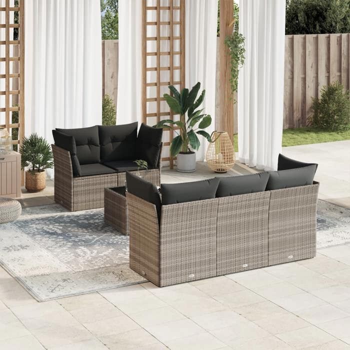 VidaXL Salon de Jardin avec Coussins 6 pcs, Canapés et Table de Terrasse, Ensemble de Meubles d'Extérieur Patio, Moderne, 3217252
