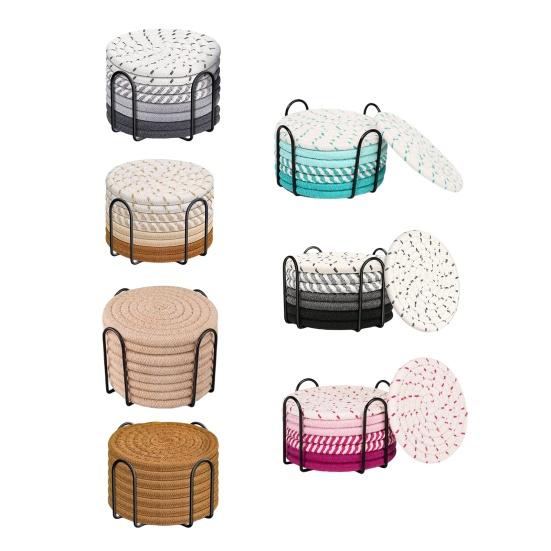 8Pcs Trivets Set for Hot Dishes Cotton Woven Pot Holders Heat Resistant Hot Pads Non-Slip Kitchen Table Protector for Counter