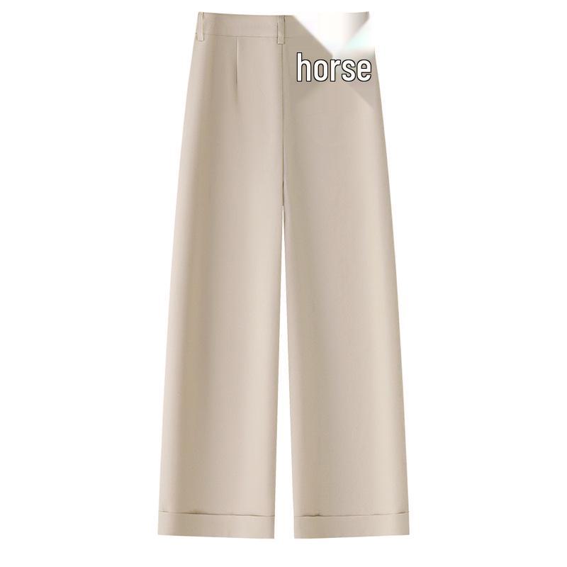 Women's Beige High Waist Wide Leg Cropped Pants - Slimming, Casual, Loose Fit, Spring/Summer 2025 Collection