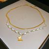 Collana a Clavicola con Nappa di Perle e Farfalla in Stile Coreano