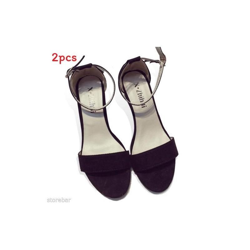 Ladies Casual High Heels With Ankle Strap And Nonslip Rubber Sole For Daily Wear
