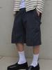 AZENDER Striped Bermuda Pants Navy