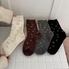 Retro Autumn and Winter Floral Socks, Warm Silk and Wool Socks, Versatile Mid-calf Boneless Socks