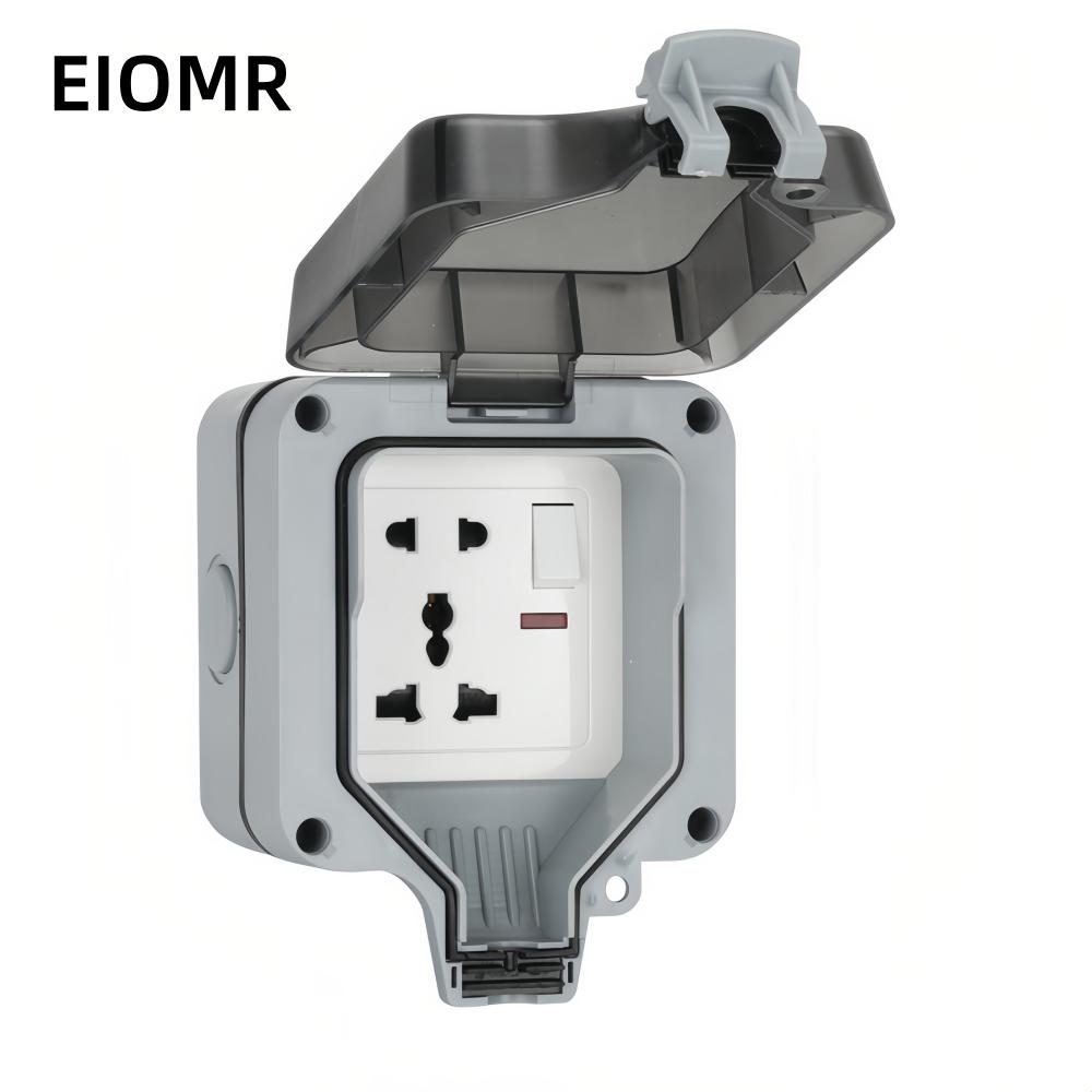 EIOMR Waterproof Socket Box, IP66 Rated Water EU French UK Universal Standard Power Plug Perfect for Outdoor, Bathroom, Kitchen