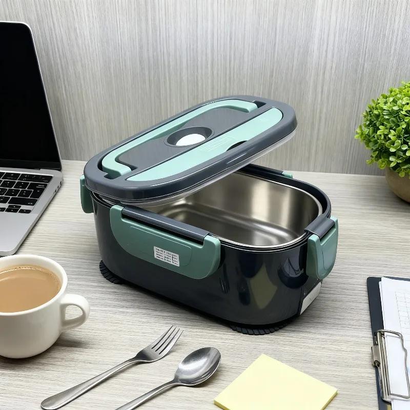 Portable Stainless Steel Electric Lunch Box Adjustable Temperature Dual Use for Home and Car Heating Food Jar
