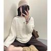 Women Autumn Winter Loose Knitted Sweater Soft Warm Long Sleeve Solid Color Casual Oversized Pullover Daily Streetwear Tops