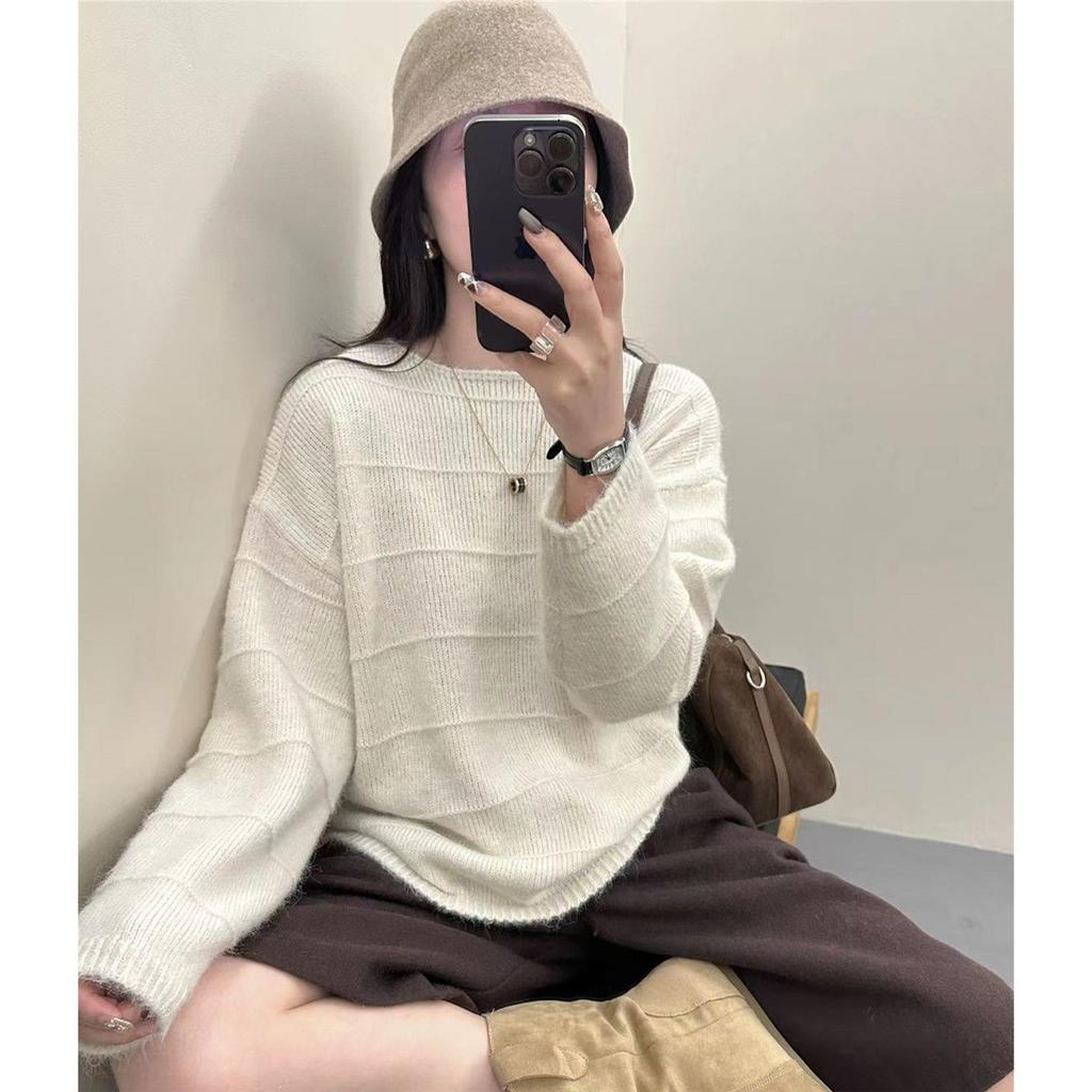 Women Autumn Winter Loose Knitted Sweater Soft Warm Long Sleeve Solid Color Casual Oversized Pullover Daily Streetwear Tops