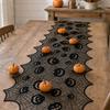 Halloween Tischläufer, 70 x 15 Zoll Schwarzer Spitzen-Spinnennetz-Tischläufer, Gruselige Gotische Kürbis-Esstischdekoration für Halloween-Küchendekor,
