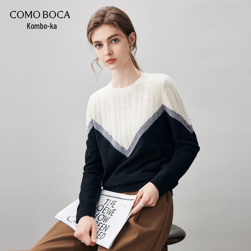 

Women s 2025 Autumn/Winter Cashmere Color-block Cable Knit Sweater