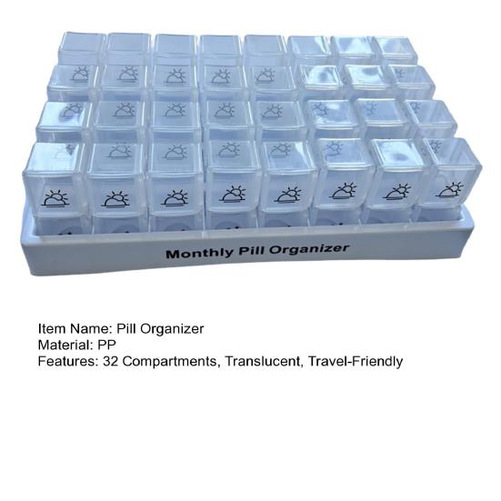 Monthly Pill Organizer 2 Times A Day Pill Box 31 Day One Month Travel Pill Container 32 Compartments AM PM Pill Case for Medication Supplements