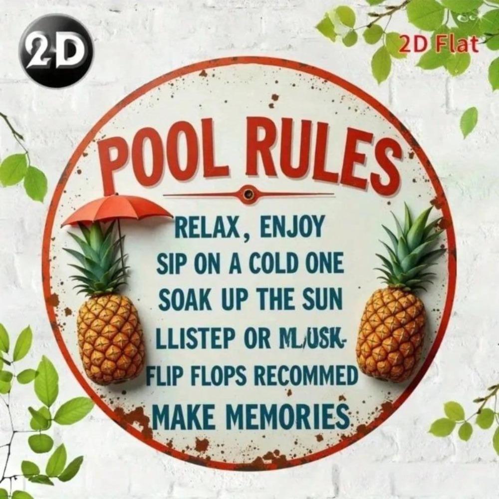 Vintage Tin Metal Sign Pool Rules Retro Wall Decor for Pub Bar Cafe