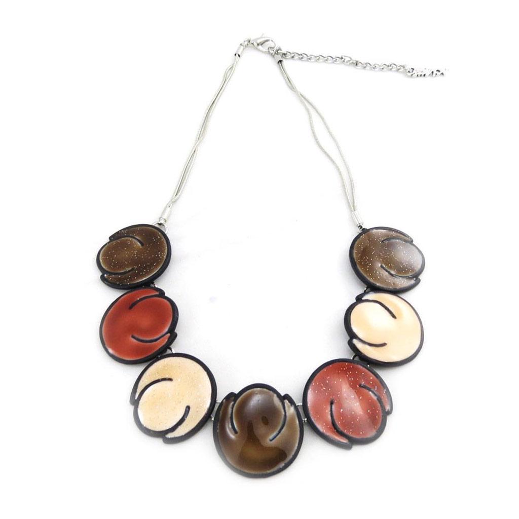 NOA [J4510] - Designer Necklace 'Tulips' Brown Beige