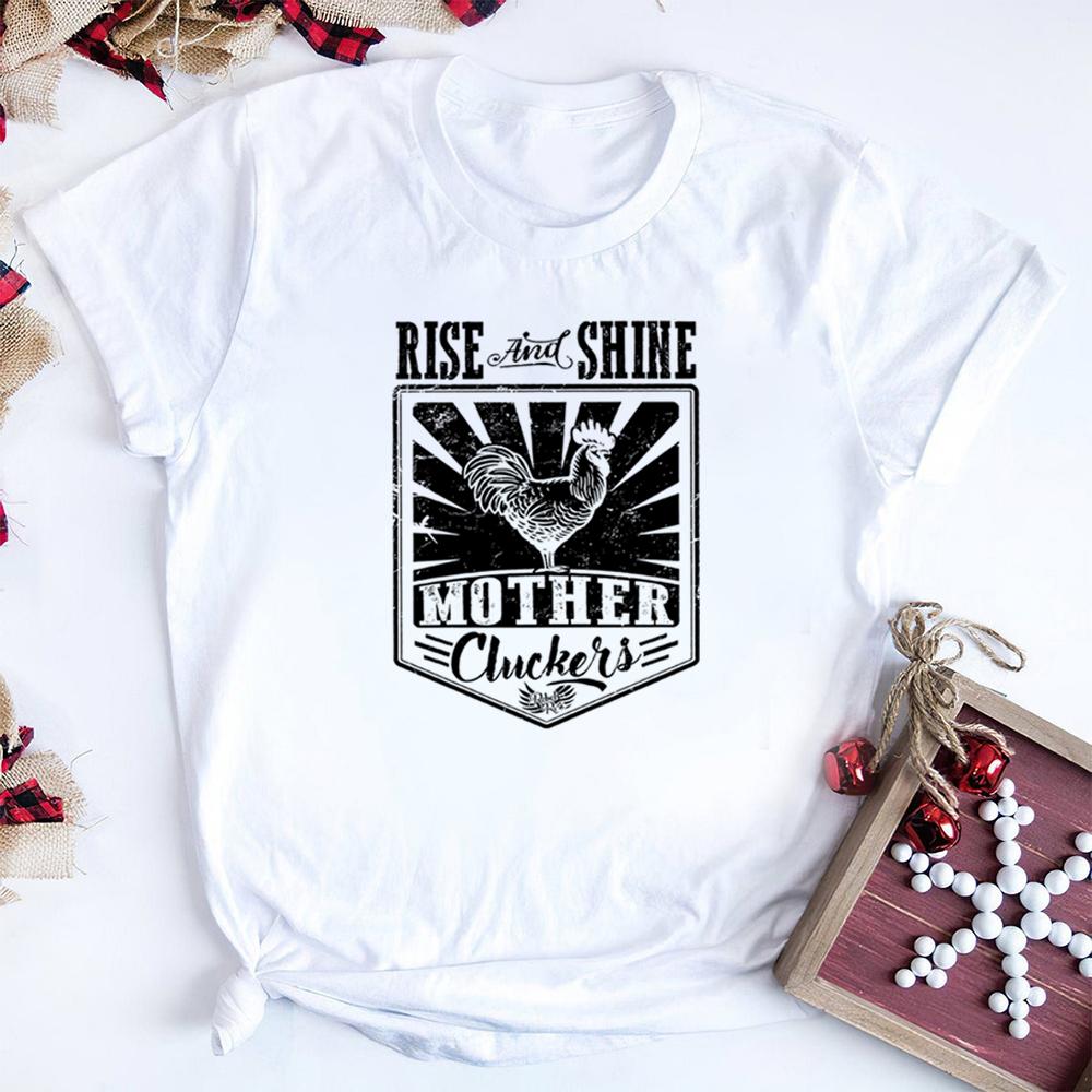 Rise and Shine Mother Cluckers Funny Chicken Lady Shirts Farm Life TShirt Funny Sayings Chicken Lover Tees Women Casual Tops