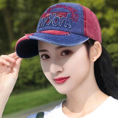 Vintage NEW YORK Embroidered Water Washed Baseball Cap, Spring and Summer Outdoor Sunscreen Versatile Duck Tongue Cap,Adjustable