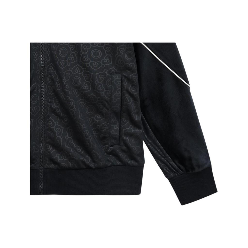 Li Ning X Kong Shan Ji Collaboration Sports Basketball Series Quilted Panel Sports Zip-Up Long Sleeve Hoodie Men Hoodies Black AWDR657-1