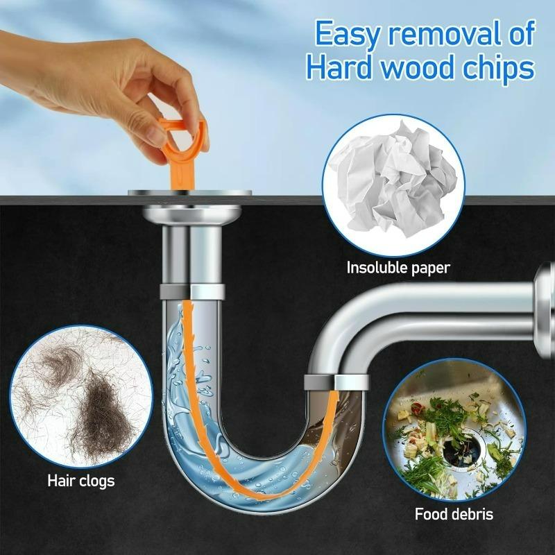 For 4 Pack Drain Snake Hair Remover Tool - Reusable Plumbing Unblocker for Kitchen, Bathroom, Shower, Toilet and Sink