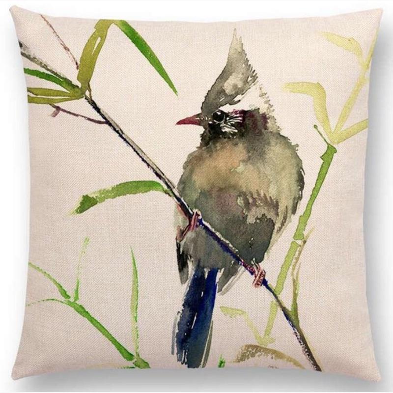 

Cotton Bird Tree Linen Pillow Case Cushion Cover Waist Cover Home Sofa Decor K