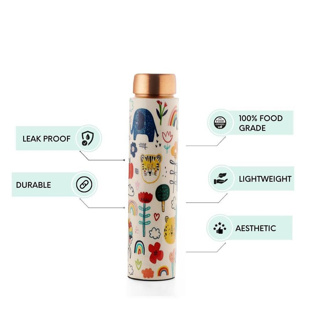 Jolly Copper Water Bottle, 750ml, 1 Piece | Kids | Leak Proof, Durable and Rust Free | Eco-friendly and Sustainable, 750ml, Pack of 1