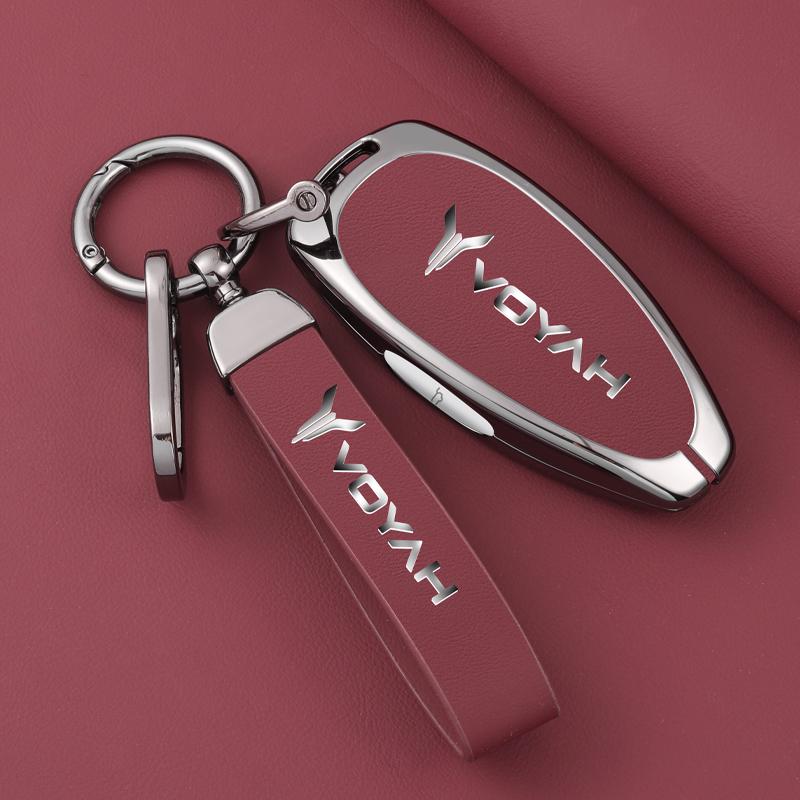 Interior Mouldings Zinc Alloy Leather Car Key Case Cover Shell Fob For Voyah Free I-Land Dreamer 2021-2023 Keychain Auto Key Pro