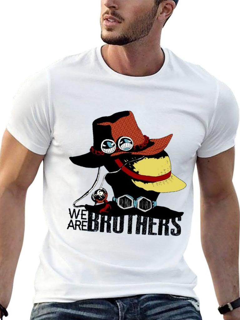 ONE PIECE Animation Derivatives ASL Hat Printed Short Sleeve TShirt Mens and Womens 2025 Summer New Fashion Casual Cotton Top