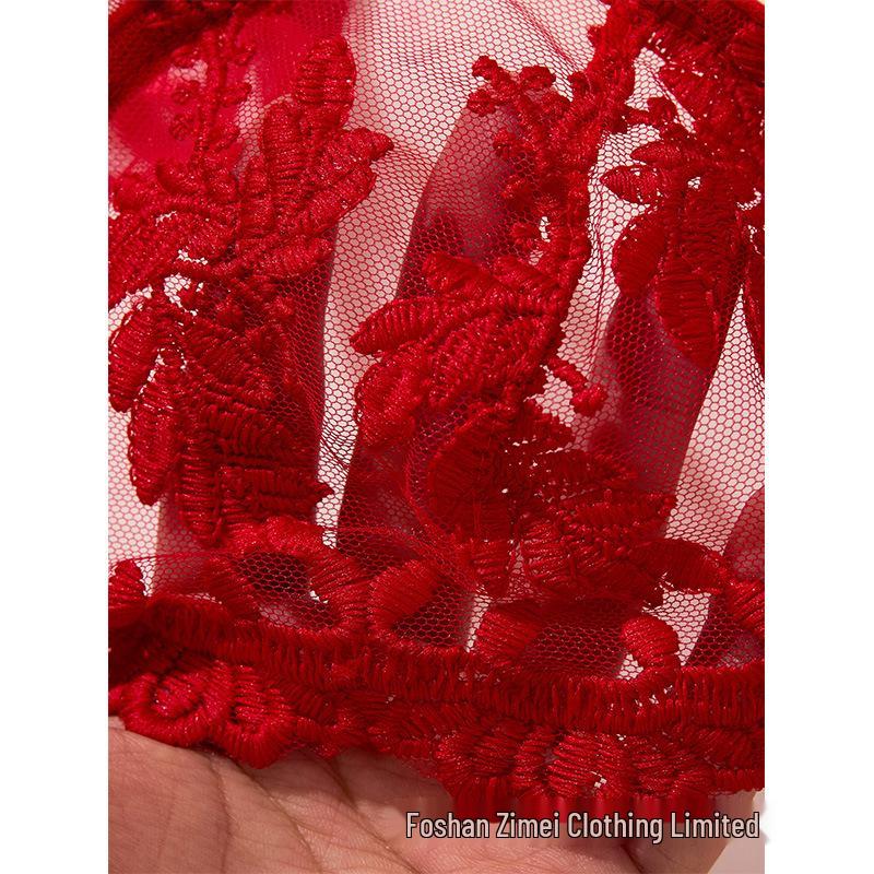 Y Cross-Border Transparent Mesh Lingerie Set: Sexy Three-Piece Women's See-Through Bra