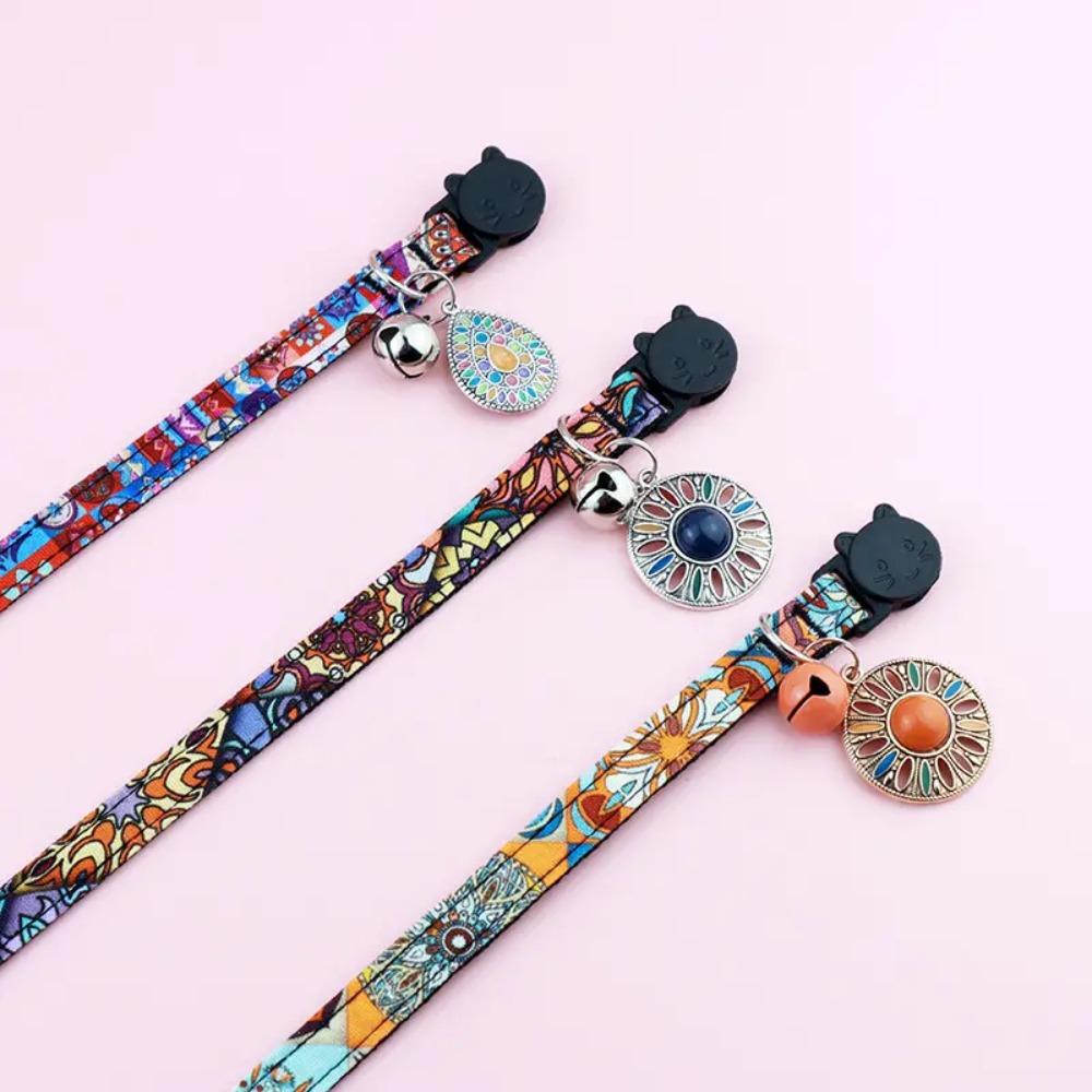 

with Jingle Bell Bohemian Pet Collar Adjustable Stylish Dog Collar Durable Pet Necklace Bulldog style A