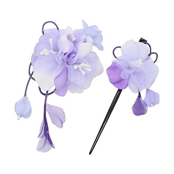 Kamakura Koge Thin Crepe Japanese Hair Accessories Set - Hair Clip & Kanzashi, Sparkling Material, Gorgeous, 4 Colors, For Children s Shichi-Go-San,