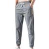Men Pants Solid Color Drawstring Summer Ankle Tied Pockets Trousers for Sports