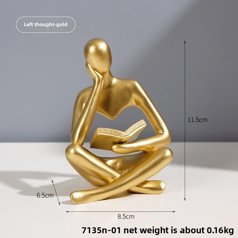 

Reading Modern Minimalist Figurine Synthetic Resin Sculpture Home Gift Decor Left Gold