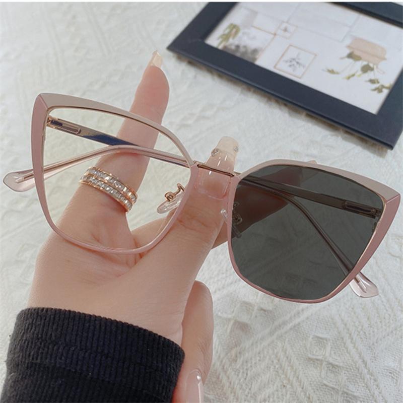 1.67 1.74 -8 To +8 New Fashion Brand Design Retro Cat Eye Frame Photochromic Anti Blue Light Computer Women Reading Glasses Farsighted Diopters