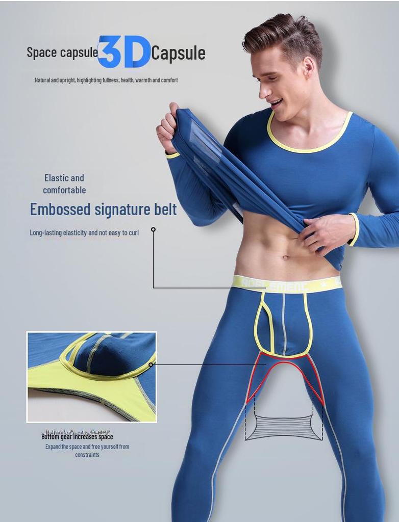 Pánské teplé bavlněno-vlněné legíny slim fit na podzim-zimu