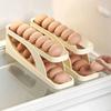Food Grade Sliding Roller Egg Holder Double Layer Refrigerator Door Organizer Antifall Automatic Rolling Storage Box for Kitchen
