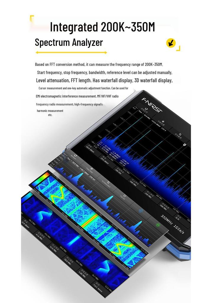 FNIRSI DPOS350P 4-in-1: 350MHz Tablet Oscilloscope, Signal Generator, Spectrum Analyzer, & Frequency Counter