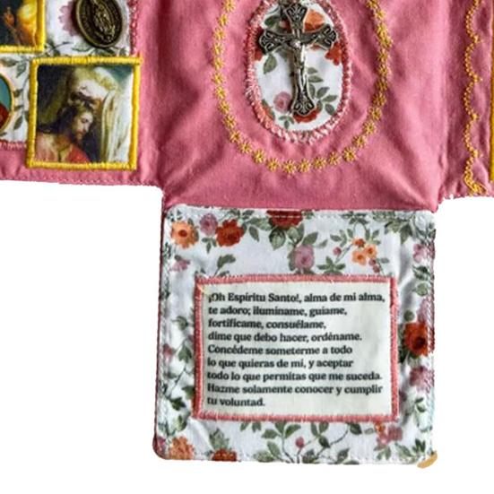 Catholic Pocket Shrine Devotional Pocket Shrine with Prayer Gadget Handmade Prayer Quilt with Holy Symbols Prayers Spiritual Gift for Catholics