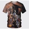 Men's 3D Printed T-Shirt Knight Pattern Print Short Sleeve O-Neck Pullover Casual Top