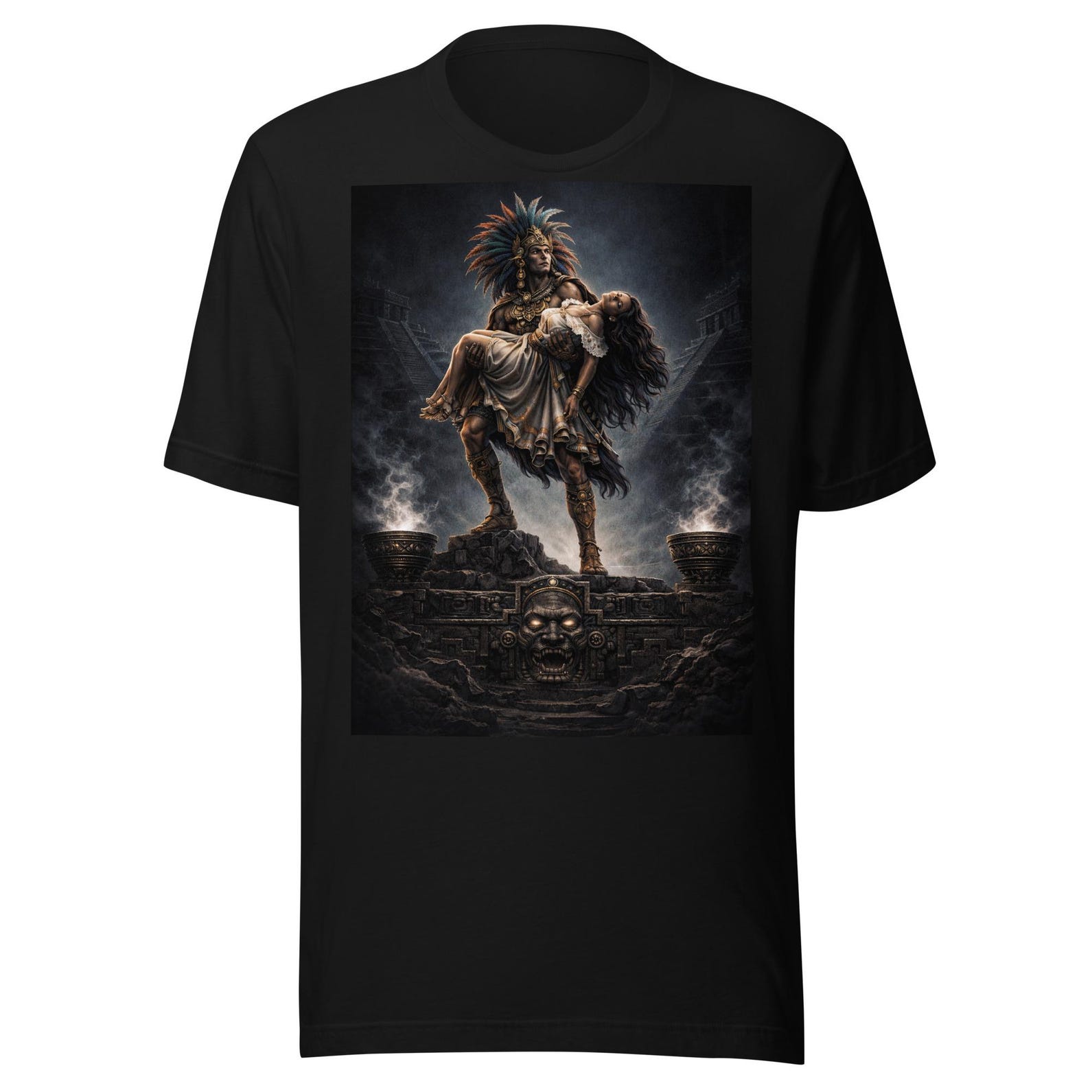 Dark Aztec Warrior — Epic Mexica Art Inspired by Pre-Hispanic Legend Unisex t-shirt 3XL