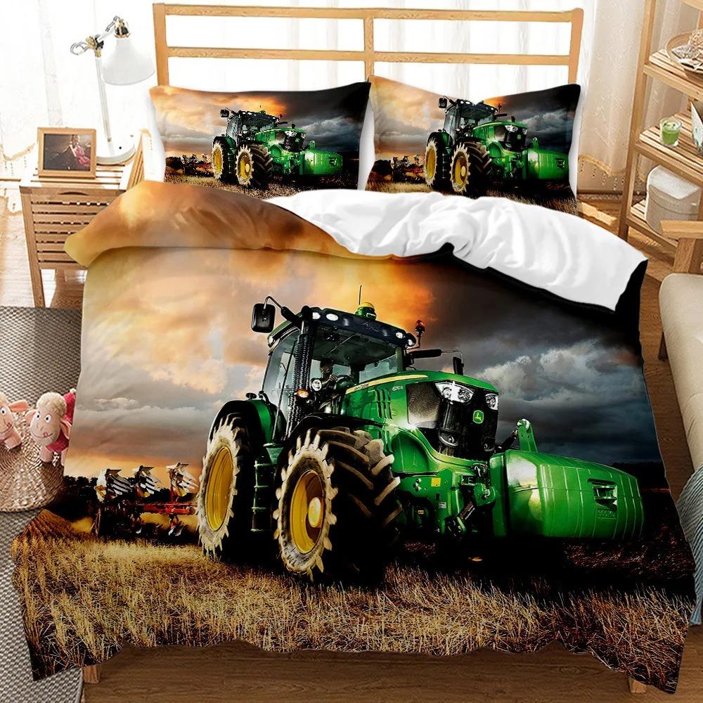 Truck Duvet Cover Set Automobile Blue Monster Pickup Truck Off Road Vehicle Bedding Set For Boys King Size Quilt Cover
