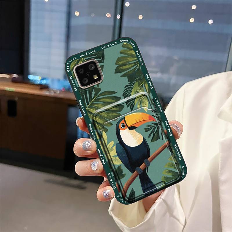 Silicone Cute Phone Case For Sharp Aquos Sense4 4G/Sense 5G Shockproof Back Cover Protective Durable Card Slot Graffiti