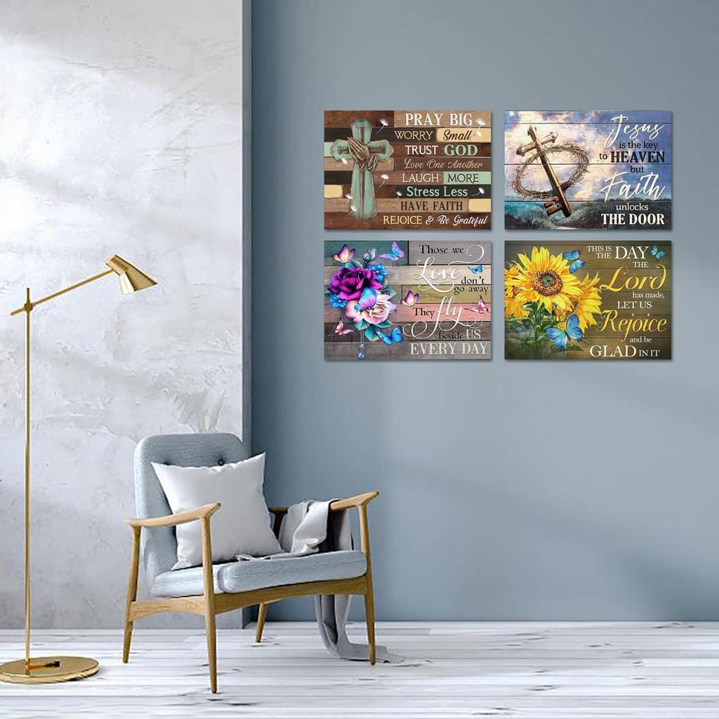 Fokenzary Adult Diamond Painting Kit, DIY Prayer 5D Diamond Art Set for Beginners, Kids Room, 4-Piece Wall Art