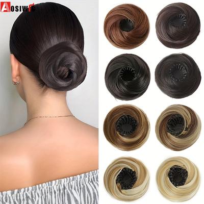 Synthetic Claw Chignon Straight Hair Bun Black Brown Blonde Extension For Women Girls Hair Accessories Fake False Hairpieces Daily Party Halloween Use