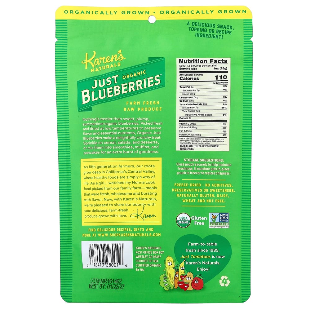 Karen's Naturals Just Blueberries Freeze-Dried Fruit 56g (2 oz)