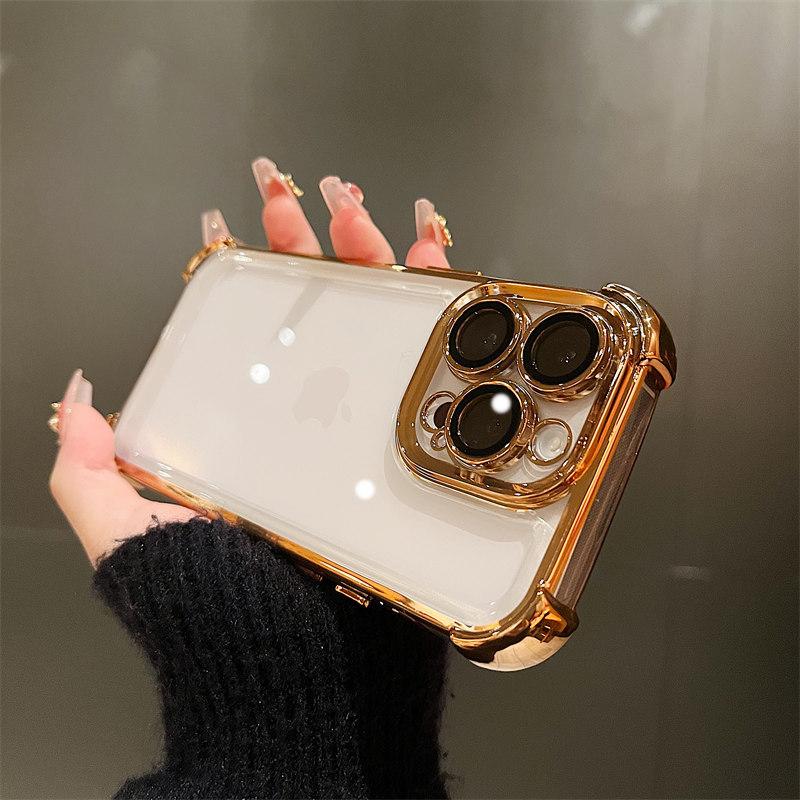 Applicable To IPhone16 Mobile Phone Case Airbag Anti-fall Magnetic Suction Bracket 15Promax Apple 14 Protective Case 13 Electroplating