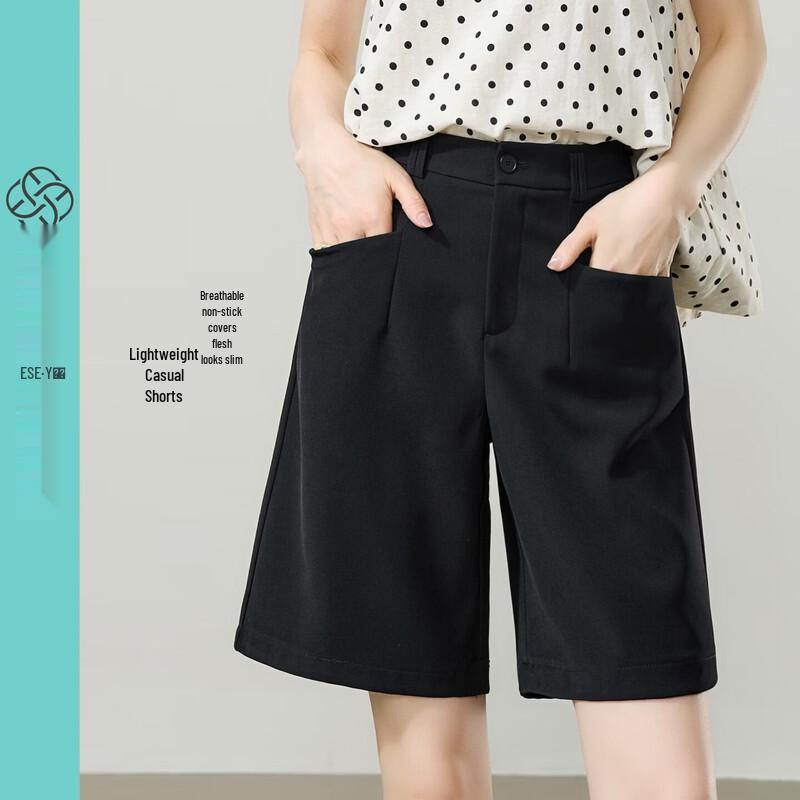 

ESE-Y Women s High-Waist A-Line Wide-Leg Suit Shorts 28
