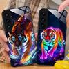 Tiger Neon Mobile Cell Phone Case for Samsung Galaxy A56 55 54 53 52 51 36 35 34 23 16 15 5G Glass Colorful Cover Luxury